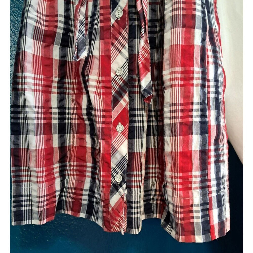 Brooks Brothers Red Fleece Plaid Sleeveless Dress Size 6 Red White Navy - Picture 6 of 14